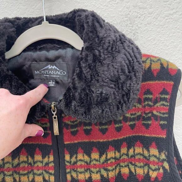Montanaco Fleece Full Zip Lodge Cabin Ski Winter Vest w Pockets Women size Large - Picture 2 of 7